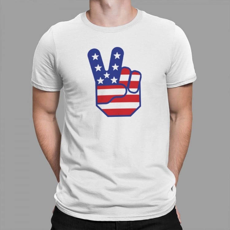 Peace Sign American Flag Graphic Tee Unique 4th of July Shirt Ideas