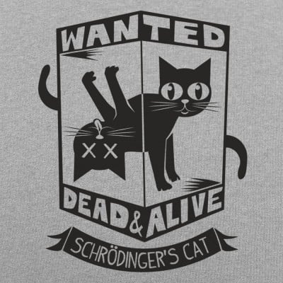 Schrodingers Cat Basic Cotton T-Shirt Wanted Dead and Alive
