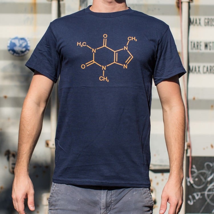 Powered By Caffeine T-Shirt funny coffee Molecule 13 colours Men's Women's sizes